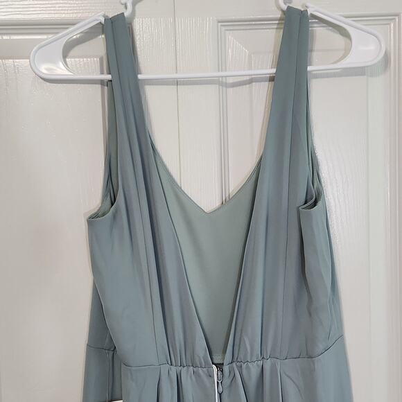Show Me Your Mumu Jenn Maxi Dress Size LG Silver Sage Crisp Bridesmaid Wedding - Picture 5 of 15